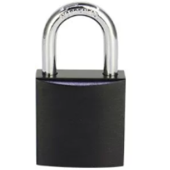 CANDADO DE BLOQUEO DE ALUMINIO ARCO DE ACERO 25MM SERIE 412-KD (LLAVE DIFERENTE) NEGRO