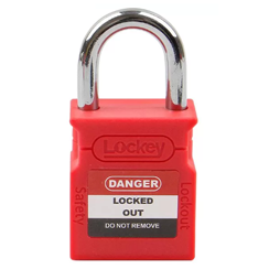 CANDADO DE BLOQUEO AISLADO ARCO DE ACERO 25MM SERIE 313-KD (LLAVE DIFERENTE) ROJO