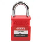 CANDADO DE BLOQUEO AISLADO ARCO DE ACERO 25MM SERIE 313-KD (LLAVE DIFERENTE) ROJO