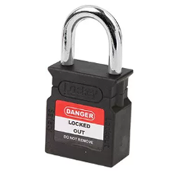 CANDADO DE BLOQUEO AISLADO ARCO DE ACERO 25MM SERIE 313-KD (LLAVE DIFERENTE) NEGRO