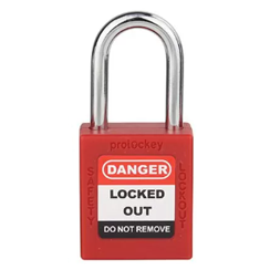 CANDADO DE BLOQUEO AISLADO ARCO DE ACERO 38MM SERIE 314-KD (LLAVE DIFERENTE) ROJO