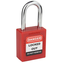 CANDADO DE BLOQUEO AISLADO ARCO DE ACERO 38MM SERIE 314-KD (LLAVE DIFERENTE) ROJO