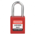 CANDADO DE BLOQUEO AISLADO ARCO DE ACERO 38MM SERIE 314-KD (LLAVE DIFERENTE) ROJO