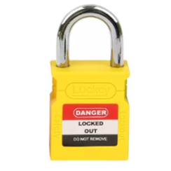 CANDADO DE BLOQUEO AISLADO ARCO DE ACERO 25MM SERIE 313-KD (LLAVE DIFERENTE) AMARILLO