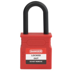 CANDADO DE BLOQUEO DIELCTRICO ARCO PLASTICO 38MM SERIE 316-KD (LLAVE DIFERENTE) ROJO