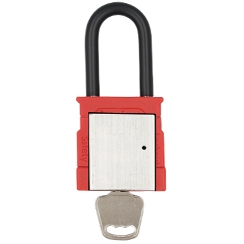 CANDADO DE BLOQUEO AISLADO ARCO DE ACERO REVESTIDO 38MM SERIE 815-KD (LLAVE DIFERENTE) ROJO