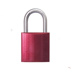 CANDADO DE BLOQUEO DE ALUMINIO ARCO DE ACERO 25MM SERIE 412-KD (LLAVE DIFERENTE) ROJO